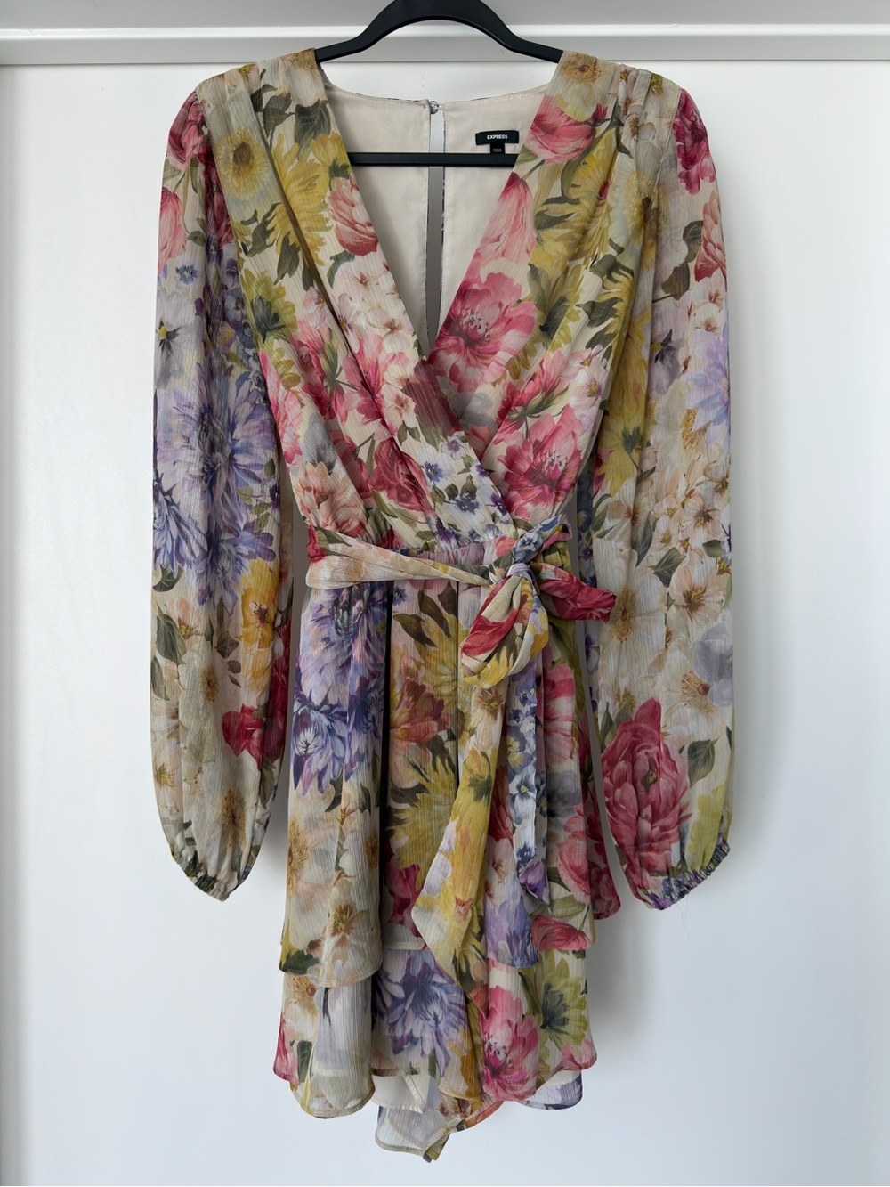Express Floral Wrap Romper in Multicolor | Brunch | Effortless | Vacation